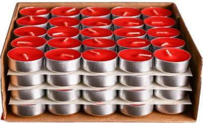CHIKLIT ENTERPRISE Ayari Creations 4-5 Hour Long Burning Unscented Tea Light Candle(Red, Pack of 50)