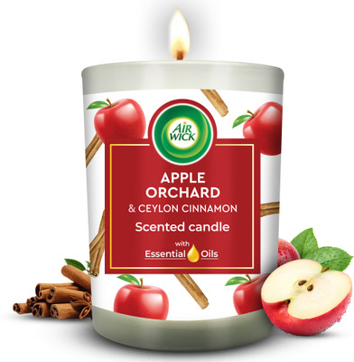 Airwick Apple Orchard & Ceylon Cinnamon,Premium Scented Jar Candle (40 Hours) Candle(Red, Pack of 1)