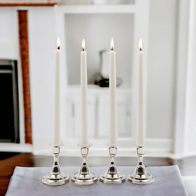 Hosley Vanilla Fragrance Taper Candles|Long Lasting|Smokeless|Burning Time 9 Hours Candle(White, Pack of 4)