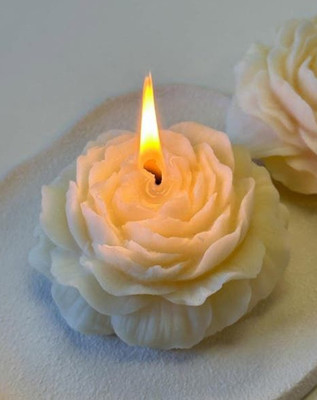Dhruvathings rose01 Candle(White, Pack of 1)