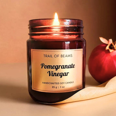 Trail of Beams Pomegranate Vinegar Scented Jar Candle | Pure Soy | Home Decor, Gifting Candle(Brown, Pack of 1)
