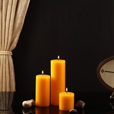 Parkash Candles Unscented Pillar Candles Set of 3 || 2x2, 2x4, 2x6 Inches || Home Décor Candle Candle(Orange, Pack of 3)