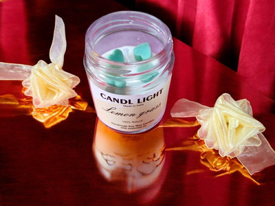 SCENTORA NEW25_Unique_ Soya Wax Lemon Grass Jar Candle_20 Candle(White, Pack of 1)