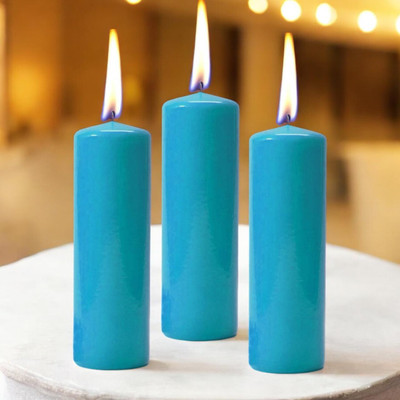 ASIDEA Blue Pack of 3 Block Candles _CND87 Candle(Blue, Pack of 2)
