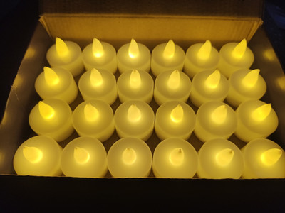AirSoft Plastic Wedding Decorative Flickering Flameless Battery Led Tealight Candle Z Candle(Yellow, Pack of 24)