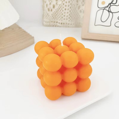 Aatman Enterprise Bubble Cube (3 Layer) Candle(Orange, Pack of 1)