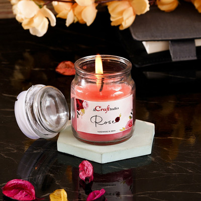 eCraftIndia Rose Jar Candle Candle(Pink, Pack of 1)