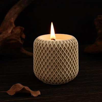 TattvaHouse Premium Soy Wax Scented Candle in Gypsum Textured Jar Candle(White, Pack of 1)