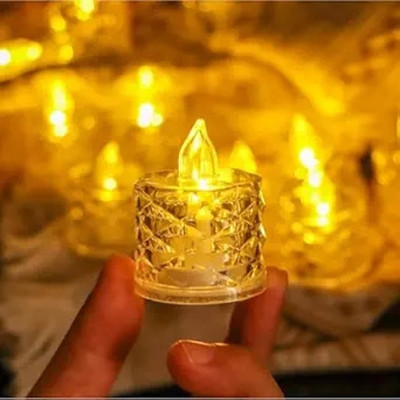 Silverlight 1 Pcs Acrylic Crystal For Home, Room, Festival diwali Decor Candle(Yellow, Pack of 1)