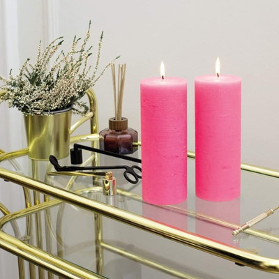 SAPI'S SapiS Pink Pillar Candle Pure Soy and paraffin wax Candle(Pink, Pack of 2)