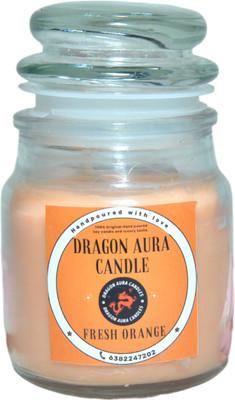 DRAGON AURA Orange soy jar Candle(Multicolor, Pack of 1)