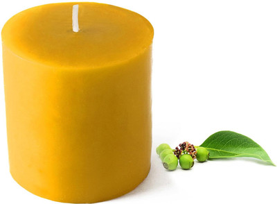 Pure Source India Scented Lemon 3X3 Inch Pillar Candle(Yellow, Pack of 1)