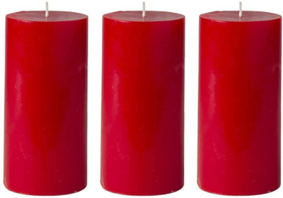 Shraddha Creation Round Rose Scented Red Pillar, Set Of 3 Candle(Red, Pack of 3)