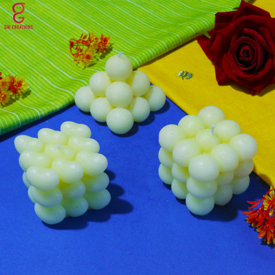 GW Creations Handmade Jasmine Pyramid & Heart Cube & Bubble Cube Scented candle Candle(White, Pack of 3)