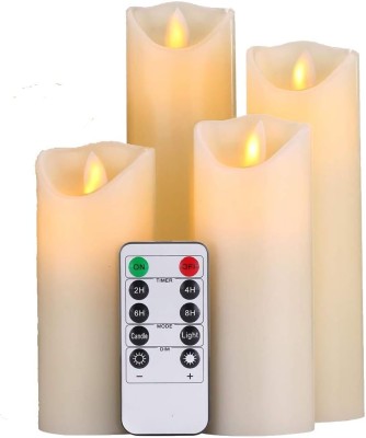 LTETTES Frosted Plastic Waterproof Ivory LED Candle Set For Remote Candle(White, Pack of 4)