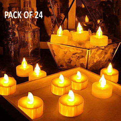 ARISE Acrylic LED Tea Light Candle pack of 24 Candle(Yellow, Pack of 24)