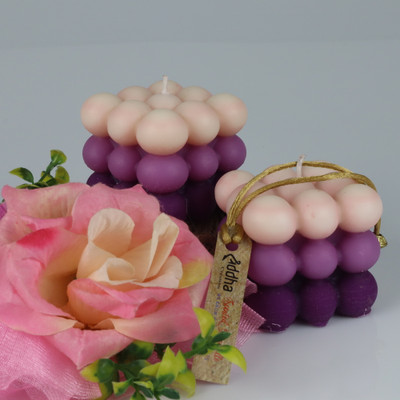 Shraddha Creation Three Layer Lavender Scented Bubble Candles,Purple, Set of 2 Candle(Purple, Pack of 2)