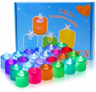 Left brain creation Battery Color Changing Tea Lights, Pack of 24, 7 Colors Candle(Multicolor, Pack of 1)