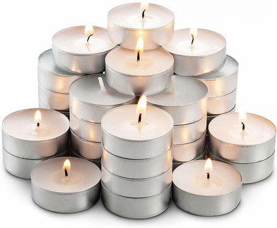Earth Hopper Wax Tealight Candles - Pack of 100, 3 Hours Burning Time Candle(White, Pack of 100)