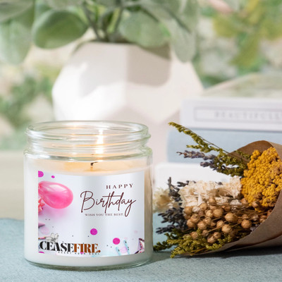 Ceasefire Happy Birthday Scented Candle – 350g Soy Wax Large Jar Candle With Surprise Candle(White, Pack of 1)