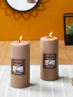 Hosley Hazelnut Creme Fragrance Soy & Paraffin Wax|90 Hours Burn Time|6 Inch Candle(Brown, Pack of 2)