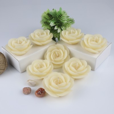 Shraddha Creation Rose shape Coconut Vanilla scented floating candles,Set of 8 Candle(White, Pack of 8)