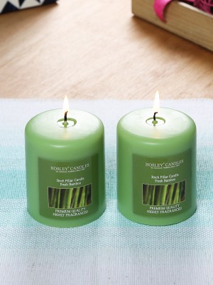 Hosley Fresh Bamboo Fragrance Soy & Paraffin Wax|45 Hours Burn Time|3 Inch Candle(Green, Pack of 2)