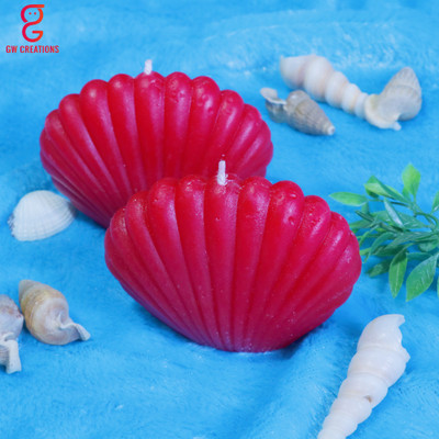 GW Creations Handmade Rose Close Shell Scented Candle Candle(Red, Pack of 2)
