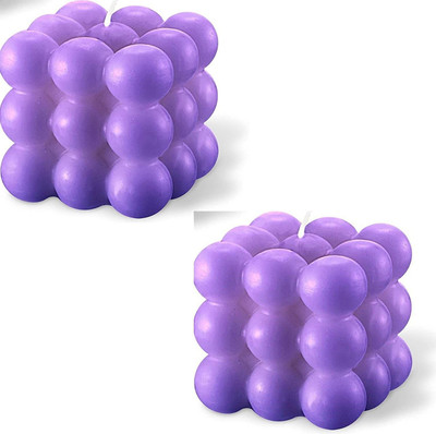 Nirviklpe Pack of 2 Pcs 2.5 x 2.5 Inch Each PREMIUM Highly Fragranced Lavender Wax Bubble Candle(Multicolor, Pack of 2)