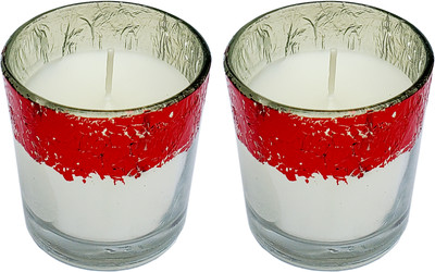 PIC Handpourd Fresh Cut Rose Scented Votive Glass Candle(Red, Pack of 2)