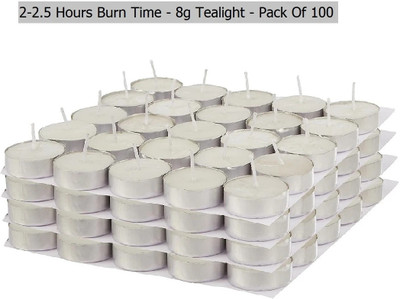 Kosomech True Decor 2.5-3 Hrs Burning White Unscented Tealight Candles Pack Of 100 Candle(White, Pack of 100)