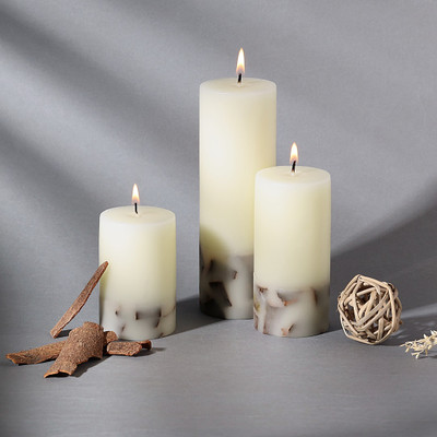 Parkash Candles Fragrance Pillar Candles Marble Finish Set of 3 Candle(Multicolor, Pack of 3)