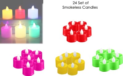 SAFESEED 24 PCS Multicolor Flameless Color Changing Tea Light led candle Candle(Multicolor, Pack of 24)