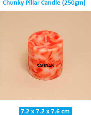 Sauran Small Pillar Candle Candle(Orange, Pack of 1)