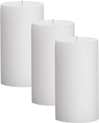 GOZZTOM Piller Candles Smoke Less Non-Scented White (2X3 Inch) Candle(White, Pack of 3)