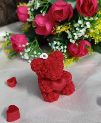 SCENTORA NEW25_Unique _ Rose teddy bear vanilla scented soy wax candle Candle(Red, Pack of 1)