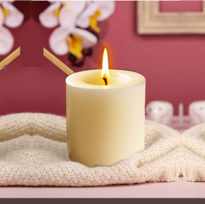 Pure Source India Smokeless Dripless Wax Vanilla Scented 3x3inch Pillar Candles for Home Decor Candle(White, Pack of 1)