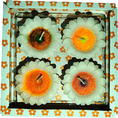 SupSun 4 floating flower candles Candle(White, Pack of 1)
