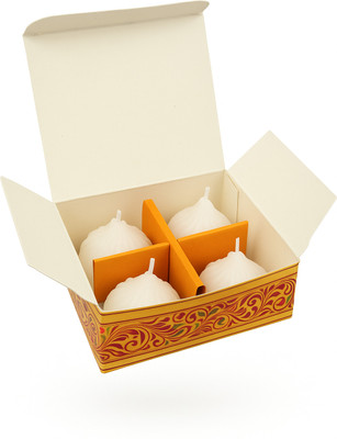 Dynore Modak Candles | Sweet | (Pack of 4) | White | Soy Wax | Ganesh Chaturthi Special Candle(White, Pack of 4)
