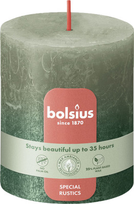 Bolsius Pillar candle 80/68 mm Rustic FADING METALLIC Candle(Green, Pack of 1)