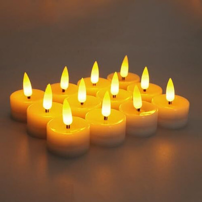 NUMBER CASE TOYS TL4P12 Tea Light Yellow Glow Candle(White, Pack of 12)