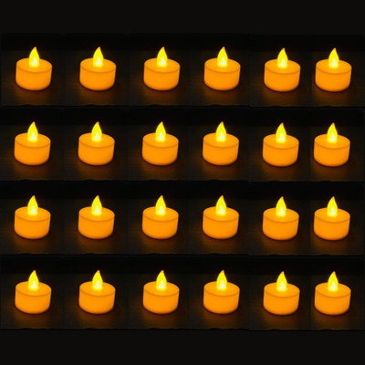 JYT Flameless & Smokeless Transparent Led Tea Light Candle Candle(Yellow, Pack of 24)