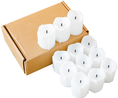 KUBER INDUSTRIES LED Candles for Home Decoration |Flameless Yellow Light|B0-051703A|Pack of 12 Candle(White, Pack of 12)