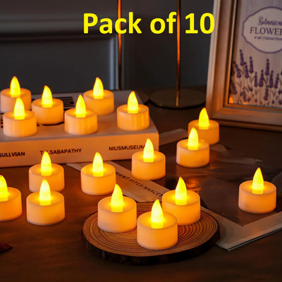 xenith Flameless Smokeless Battery Operated LED Diya Tea Light Candle(White, Pack of 10)