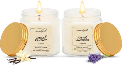 Aromahpure Scented Candle| Vanilla, Lavender Fragrance| Candle for Home 55hrs Burn Time Candle(Purple, Pack of 2)