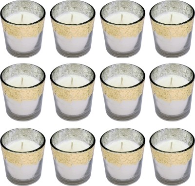 PIC Handpourd Sandalwood Amber Scented Votive Glass Candle(Gold, Pack of 12)