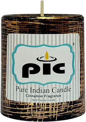 PIC Handmade Cinnamon Scented Decorative Wax Pillar Candle PC32301 Candle(Black, Pack of 1)