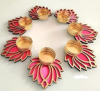 Nidhi Lotus Floor Decoration Reusable Rangoli for Puja Decor Candle(Gold, Pack of 6)