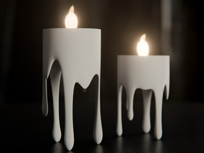 Candlewave Molten candle light Candle(White, Pack of 2)