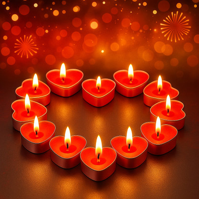 Nature Maa Pack of 20 Candles Romantic Heart Shape Tea Light Candles Candle Candle(Red, Pack of 1)